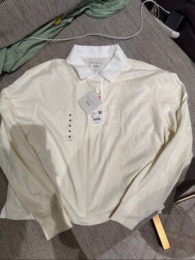 JW ANDERSON Women’s Cream Long-Sleeve Polo with White Collar